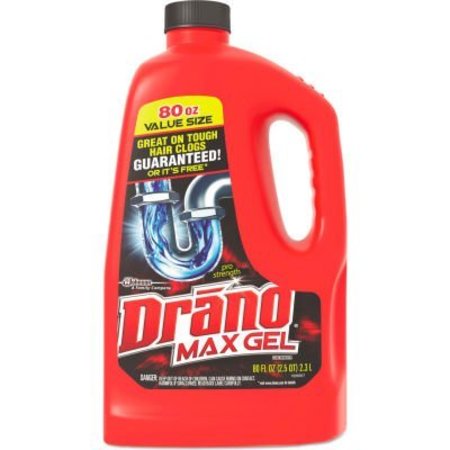 SC JOHNSON Drano® Max Gel Clog Remover, Bleach Scent, 80 Oz. Bottle, 6/Carton 694772